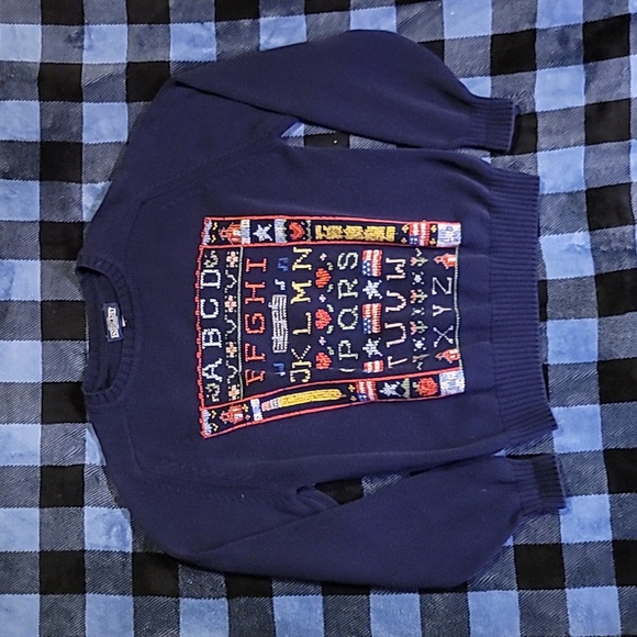 Vintage.  Made in USA. Lands' End Knit Alphabet sweater.  Women's Large. 🔥 - Picture 1 of 15